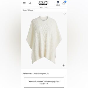 J.Crew Factory fisherman cable knit poncho